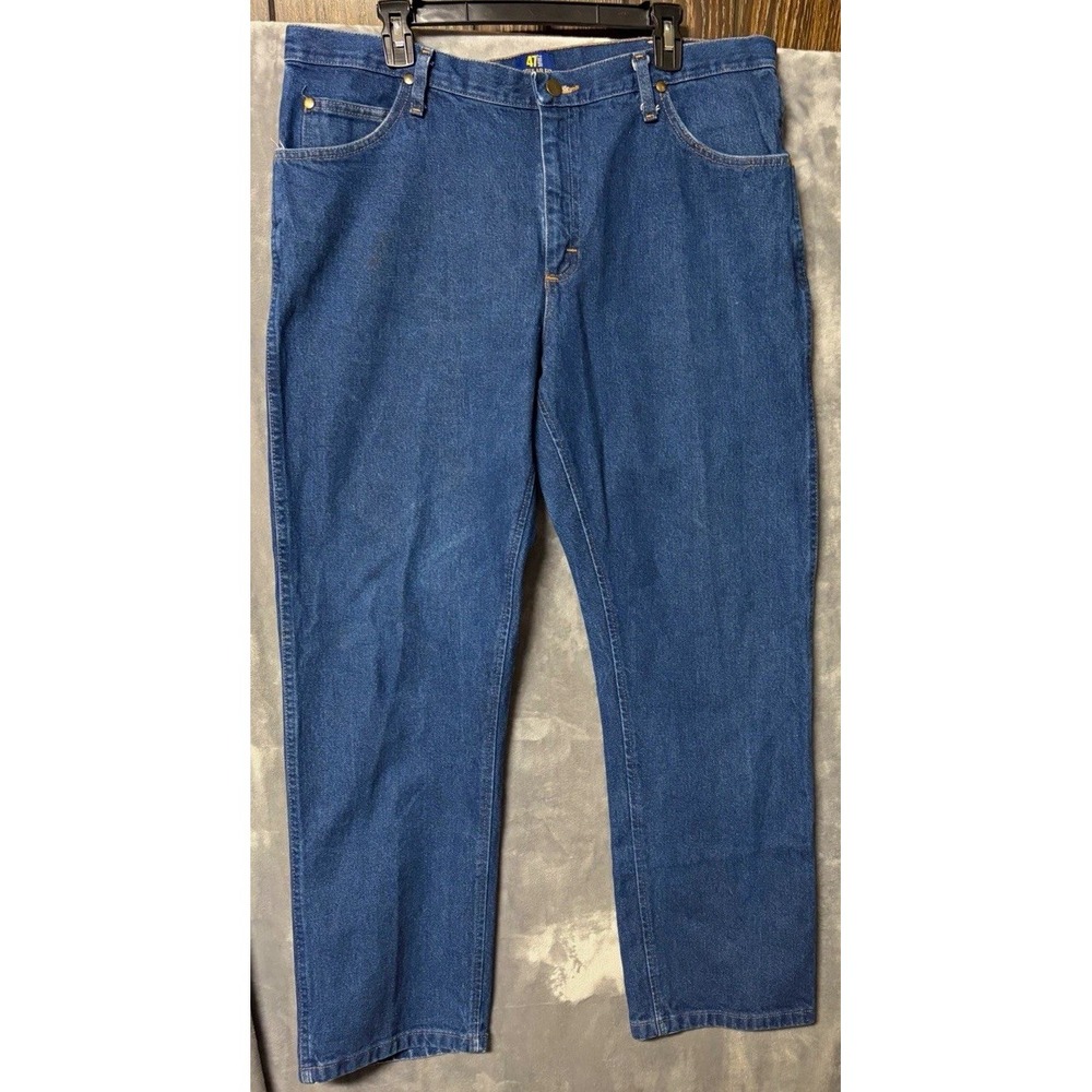 Wrangler Jeans Mens Blue Denim Regular Fit Straight 5 Pocket Button Fly 38x29.5"